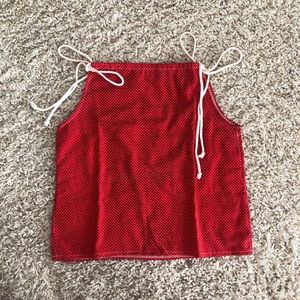 Vintage Red Tank with White Polka Dots & Rope Ties